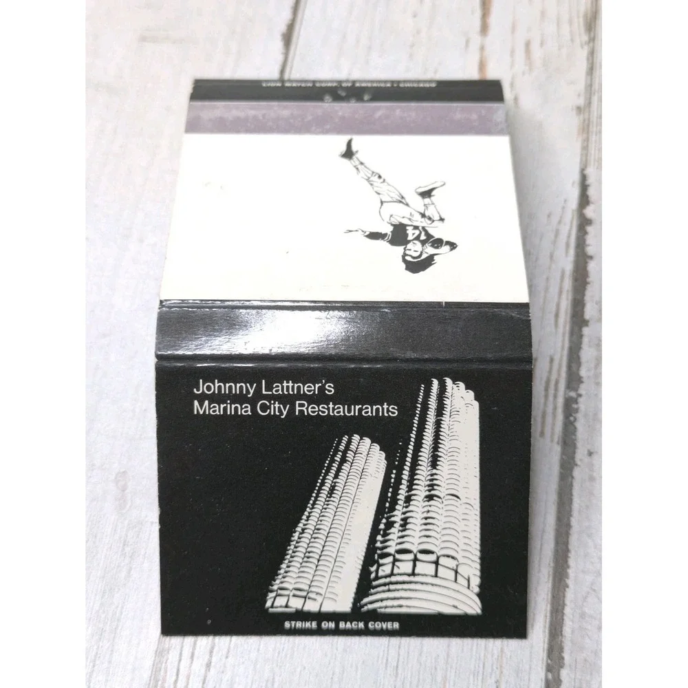 Vintage Matchbook Cover Johnny‎ Lattner's Marina City Restaurants